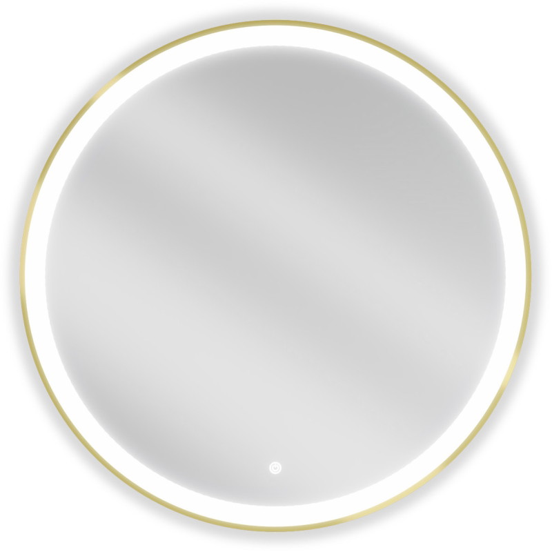 Mexen Esso beleuchteter Badezimmerpiegel, rund 80 cm, LED 6000K, Antibeschlag, goldener Rahmen - 9825-080-080-611-50