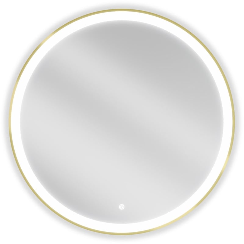 Mexen Esso espejo de baño iluminado, redondo 80 cm, LED 6000K, antivaho, marco dorado - 9825-080-080-611-50