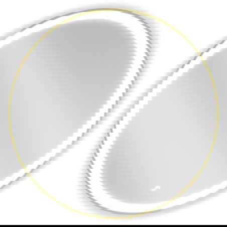 Mexen Esso apgaismots vannas istabas spogulis, apaļš 80 cm, LED 6000K, pret tvaiku, zelta rāmis - 9825-080-080-611-50