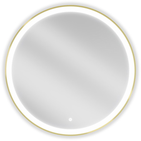 Mexen Esso ronde verlichte badkamerspiegel, 80 cm, LED 6000K, anti-condens, gouden frame - 9825-080-080-611-50