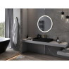 Mexen Esso miroir de salle de bain éclairé, rond 80 cm, LED 6000K, anti-buée, cadre doré - 9825-080-080-611-50