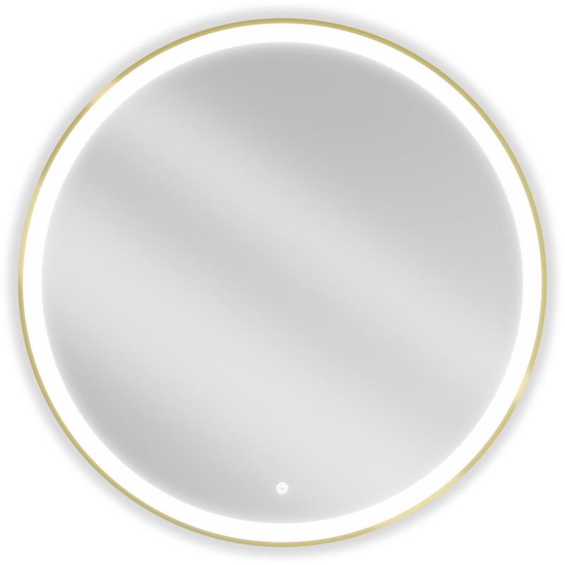 Mexen Esso espejo de baño iluminado, redondo 90 cm, LED 6000K, antivaho, marco dorado - 9825-090-090-611-50