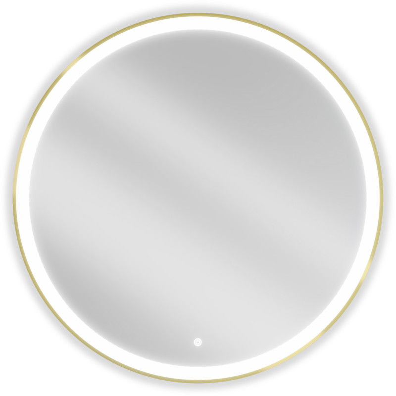 Mexen Esso illuminated bathroom mirror, round 90 cm, LED 6000K, anti-steam, gold frame - 9825-090-090-611-50