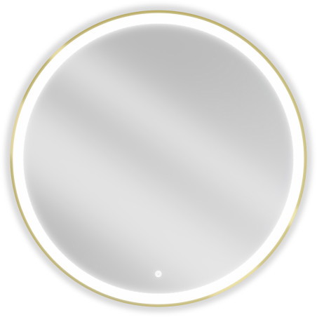 Mexen Esso espejo de baño iluminado, redondo 90 cm, LED 6000K, antivaho, marco dorado - 9825-090-090-611-50