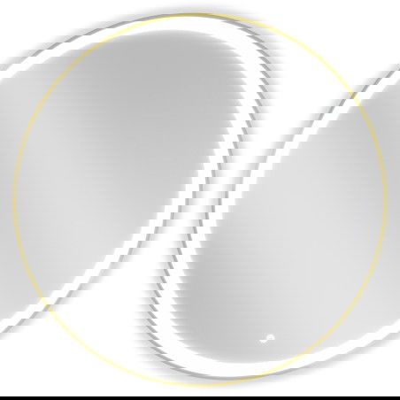 Mexen Esso pyöreä kylpyhuoneen peili, 90 cm LED-valaistu, 6000K, huurteenestolla, kultainen kehys - 9825-090-090-611-50