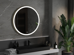 Mexen Esso ronde, verlichte badkamer spiegel, 90 cm, LED 6000K, antivorming, gouden frame - 9825-090-090-611-50