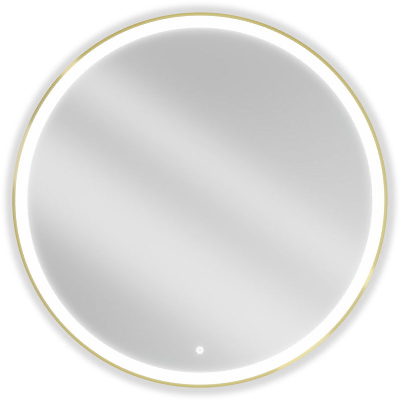 Mexen Esso beleuchteter Badezimmerspiegel, rund 100 cm, LED 6000K, Antibeschlag, goldener Rahmen - 9825-100-100-611-50