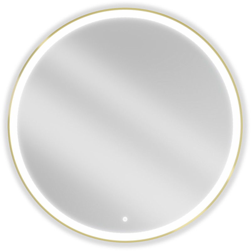 Mexen Esso miroir de salle de bain avec éclairage, rond 100 cm, LED 6000K, antibuée, cadre doré - 9825-100-100-611-50