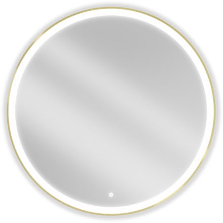 Mexen Esso beleuchteter Badezimmer Spiegel, rund 100 cm, LED 6000K, Anti-Beschlag, goldener Rahmen - 9825-100-100-611-50