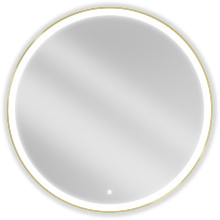 Mexen Esso espejo de baño iluminado, redondo 100 cm, LED 6000K, antivaho, marco dorado - 9825-100-100-611-50