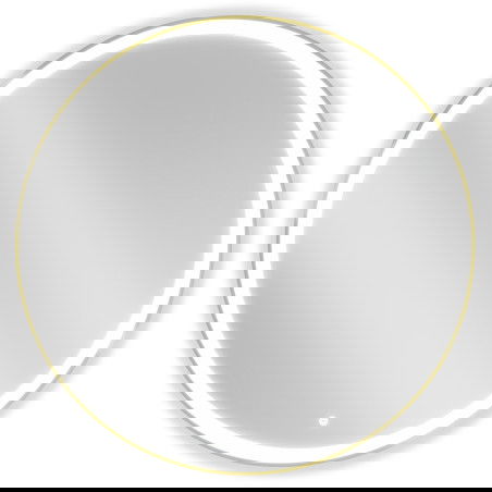 Mexen Esso miroir de salle de bain éclairé, rond 100 cm, LED 6000K, anti-buée, cadre doré - 9825-100-100-611-50
