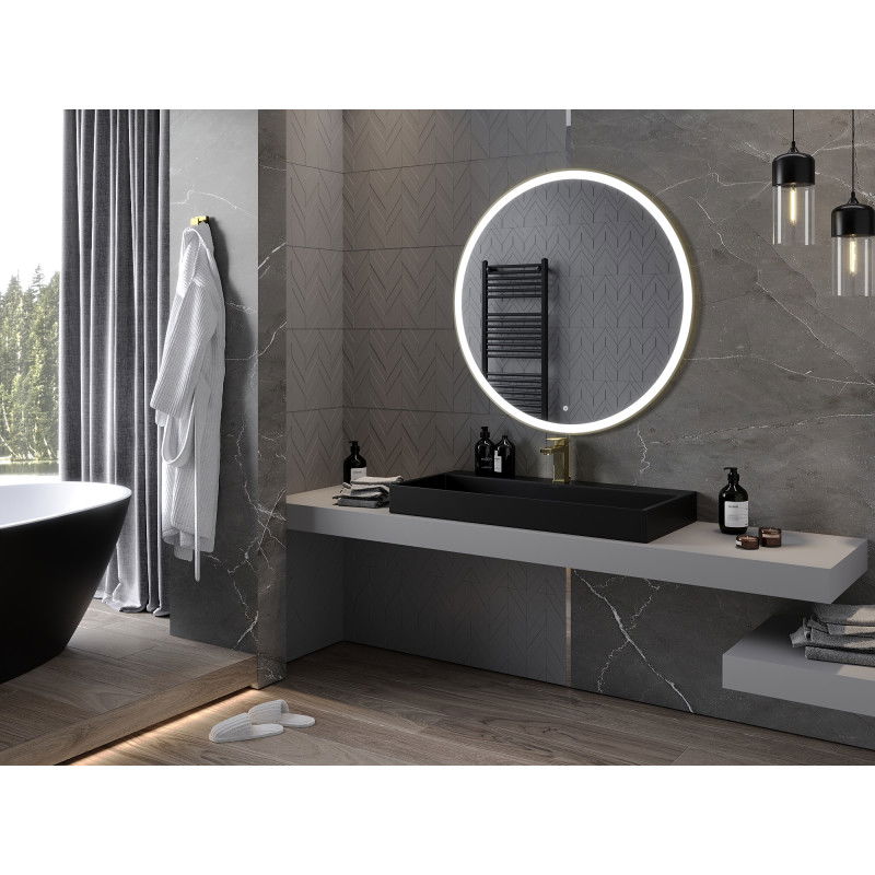 Mexen Esso upplyst badrumsspegel, rund 100 cm, LED 6000K, antifog, guldram - 9825-100-100-611-50