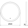 Mexen Esso miroir de salle de bain éclairé, rond 60 cm, LED 6000K, anti-buée, cadre noir - 9825-060-060-611-70