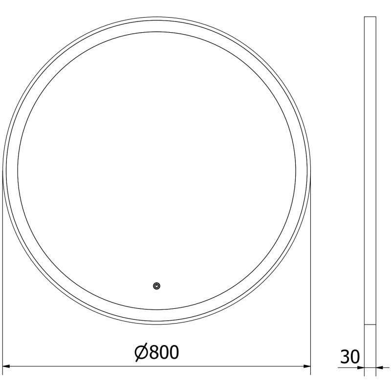 Mexen Esso verlichte badkamer spiegel, rond 80 cm, LED 6000K, anti-condens, zwarte rand - 9825-080-080-611-70