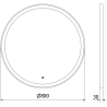 Mexen Esso lustro łazienkowe podświetlane, okragłe 80 cm, LED 6000K, antypara, rama czarna - 9825-080-080-611-70
