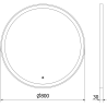 Mexen Esso ronde, verlichte badkamerspiegel, 80 cm, LED 6000K, anti-condens, zwarte rand - 9825-080-080-611-70