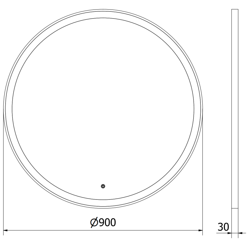 Mexen Esso upplyst badrumsspegel, rund 90 cm, LED 6000K, antifog, svart ram - 9825-090-090-611-70