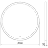 Mexen Esso espejo de baño iluminado, redondo de 90 cm, LED 6000K, antivaho, marco negro - 9825-090-090-611-70