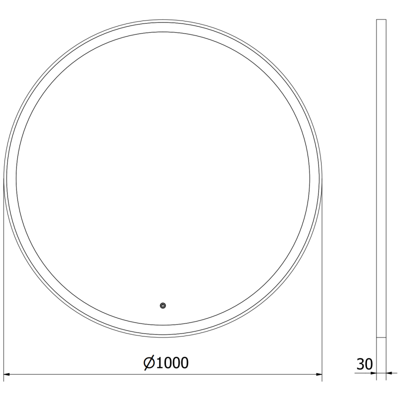Mexen Esso badkamer spiegel verlicht, rond 100 cm, LED 6000K, anti-condens, zwarte rand - 9825-100-100-611-70