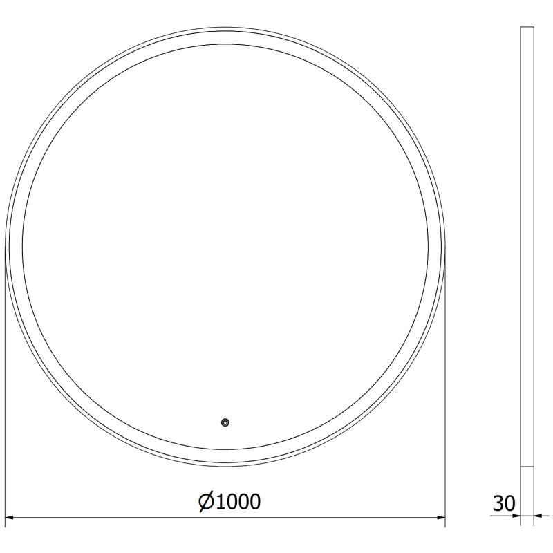 Mexen Esso specchio da bagno illuminato, rotondo 100 cm, LED 6000K, antiappannamento, cornice nera - 9825-100-100-611-70