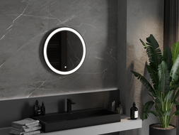 Mexen Esso specchio da bagno illuminato, rotondo 60 cm, LED 6000K, antiappannamento, cornice nera - 9825-060-060-611-70