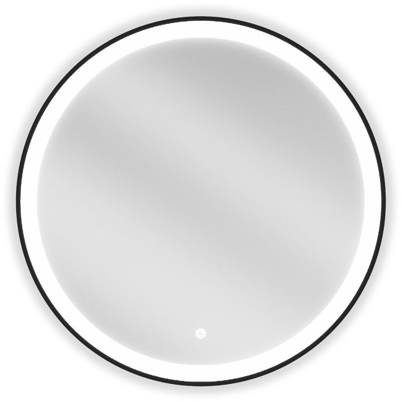 Mexen Esso beleuchteter Badezimmerspiegel, rund 70 cm, LED 6000K, Antibeschlag, schwarzer Rahmen - 9825-070-070-611-70