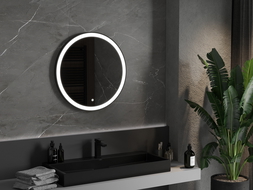 Mexen Esso verlichte badkamer spiegel, rond 70 cm, LED 6000K, anti-condens, zwarte rand - 9825-070-070-611-70