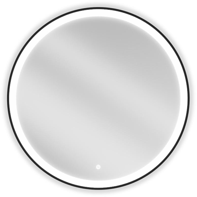 Mexen Esso beleuchteter, runder Badezimmerspiegel, 80 cm, LED 6000K, Antibeschlag, schwarzer Rahmen - 9825-080-080-611-70
