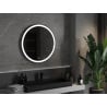 Mexen Esso osvijetljeno okruglo kupaonsko ogledalo, 80 cm, LED 6000K, protiv zamagljivanja, crni okvir - 9825-080-080-611-70