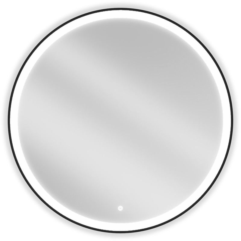 Mexen Esso verlichte badkamerspiegel, rond 90 cm, LED 6000K, anti-condens, zwarte lijst - 9825-090-090-611-70