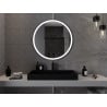 Mexen Esso espejo de baño iluminado, redondo de 90 cm, LED 6000K, antivaho, marco negro - 9825-090-090-611-70