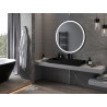 Mexen Esso espejo de baño iluminado, redondo 100 cm, LED 6000K, anti-vaho, marco negro - 9825-100-100-611-70