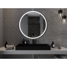 Mexen Esso espejo de baño iluminado, redondo 100 cm, LED 6000K, anti-vaho, marco negro - 9825-100-100-611-70