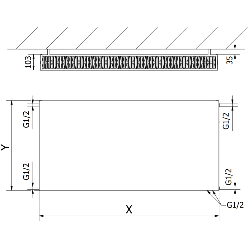 Mexen CVF22 Tasainen levyradiaattori 600 x 900 mm, alaliitäntä, 1424 W, valkoinen - W622F-060-090-00
