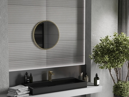Mexen Loft okruglo ogledalo za kupaonicu 30 cm, zlatni okvir - 9850-030-030-000-50