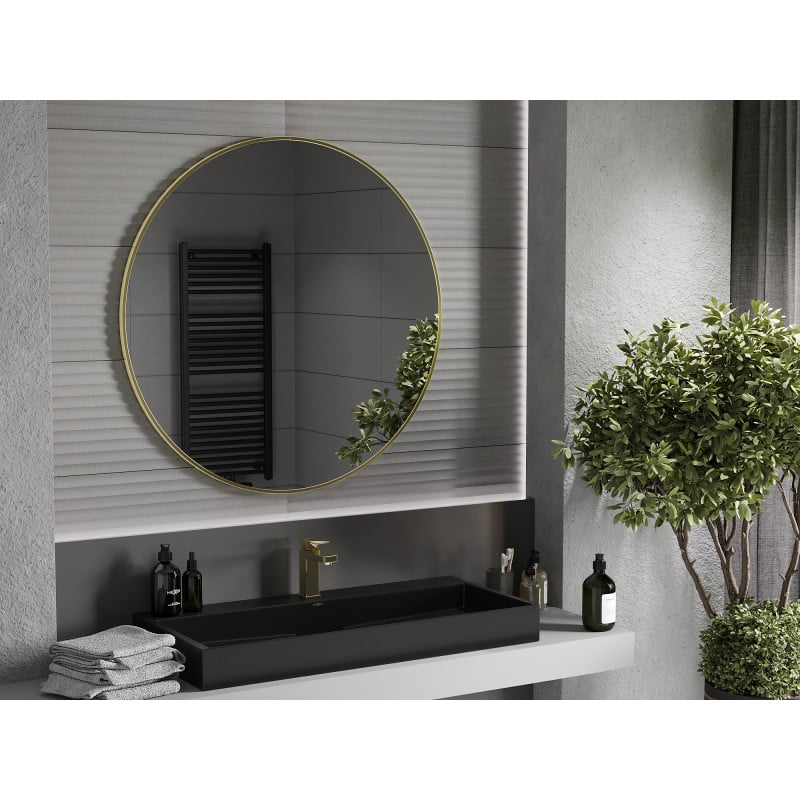 Mexen Loft round bathroom mirror 100 cm, gold frame - 9850-100-100-000-50