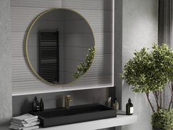 Mexen Loft bathroom round mirror 100 cm, gold frame - 9850-100-100-000-50