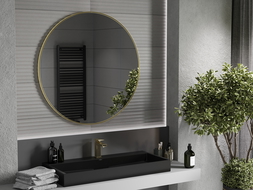Mexen Loft specchio da bagno rotondo 100 cm, cornice dorata - 9850-100-100-000-50