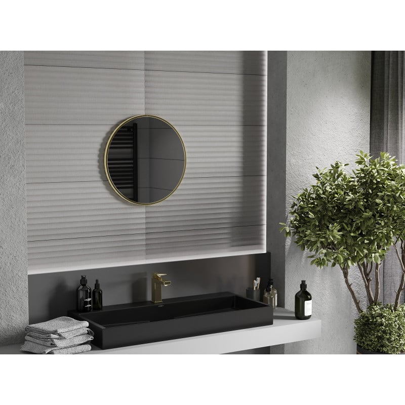 Mexen Loft lustro łazienkowe okragłe 35 cm, rama złota - 9850-035-035-000-50