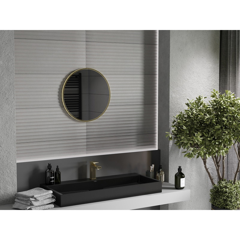 Mexen Loft ümmargune vannitoa peegel 35 cm, kuldne raam - 9850-035-035-000-50