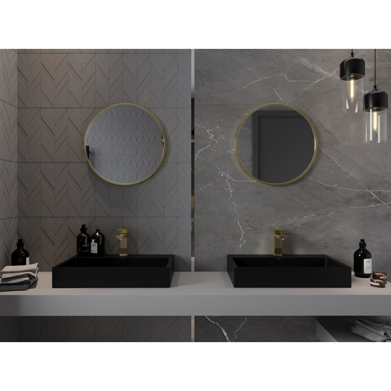 Mexen Loft ümmargune vannitoa peegel 35 cm, kuldne raam - 9850-035-035-000-50