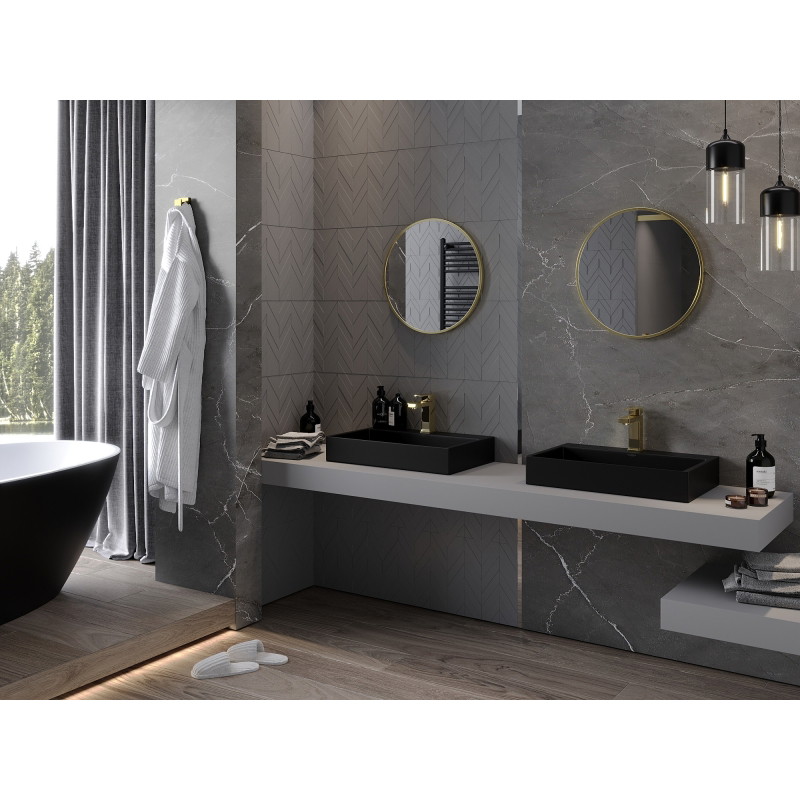 Mexen Loft ümmargune vannitoa peegel 35 cm, kuldne raam - 9850-035-035-000-50