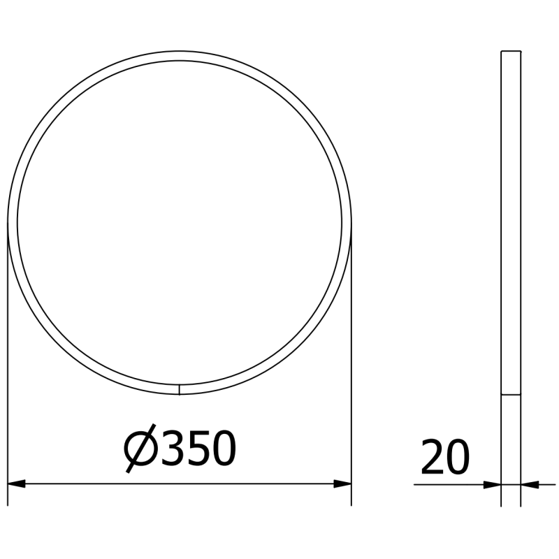 Mexen Loft ronde badkamerspiegel 35 cm, gouden frame - 9850-035-035-000-50