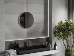 Mexen Loft Badezimmerspiegel rund 45 cm, goldener Rahmen - 9850-045-045-000-50