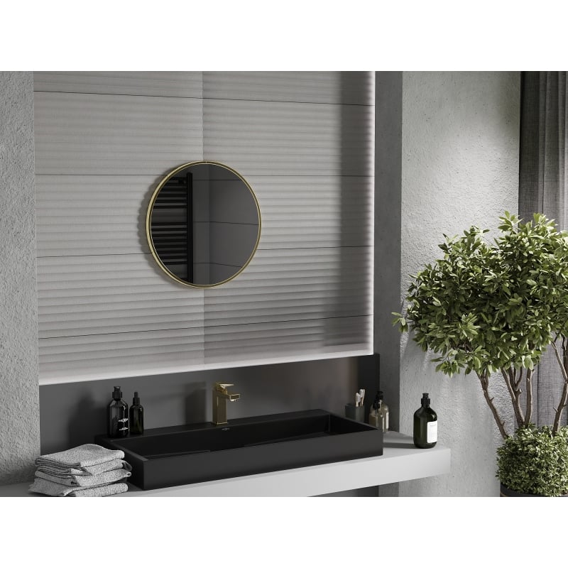 Mexen Loft round bathroom mirror 50 cm, gold frame - 9850-050-050-000-50