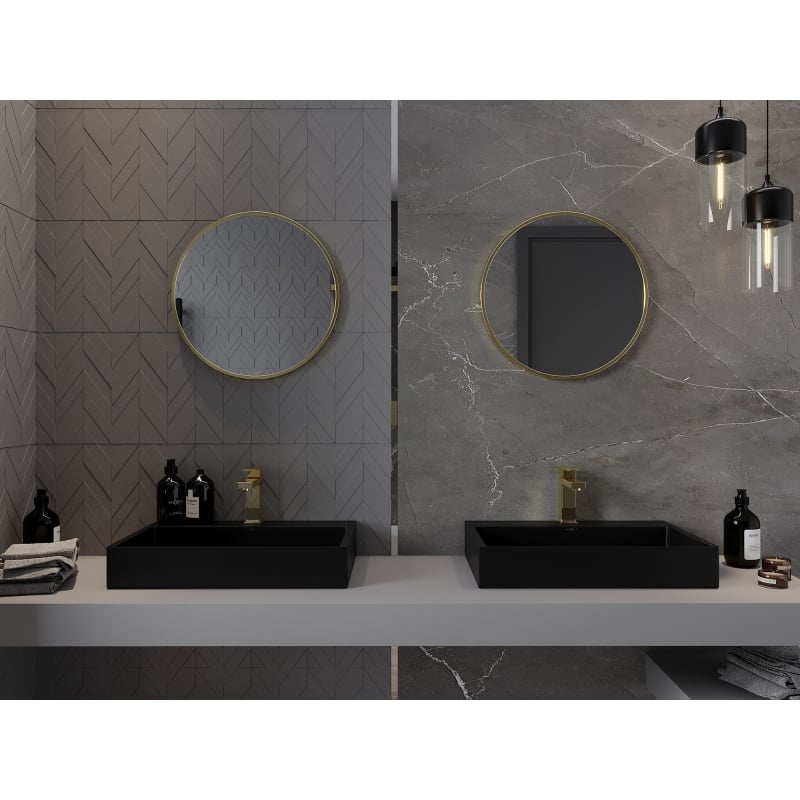 Mexen Loft round bathroom mirror 50 cm, gold frame - 9850-050-050-000-50