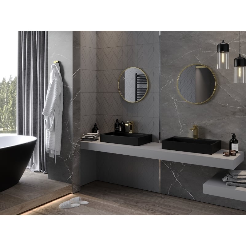 Mexen Loft round bathroom mirror 50 cm, gold frame - 9850-050-050-000-50