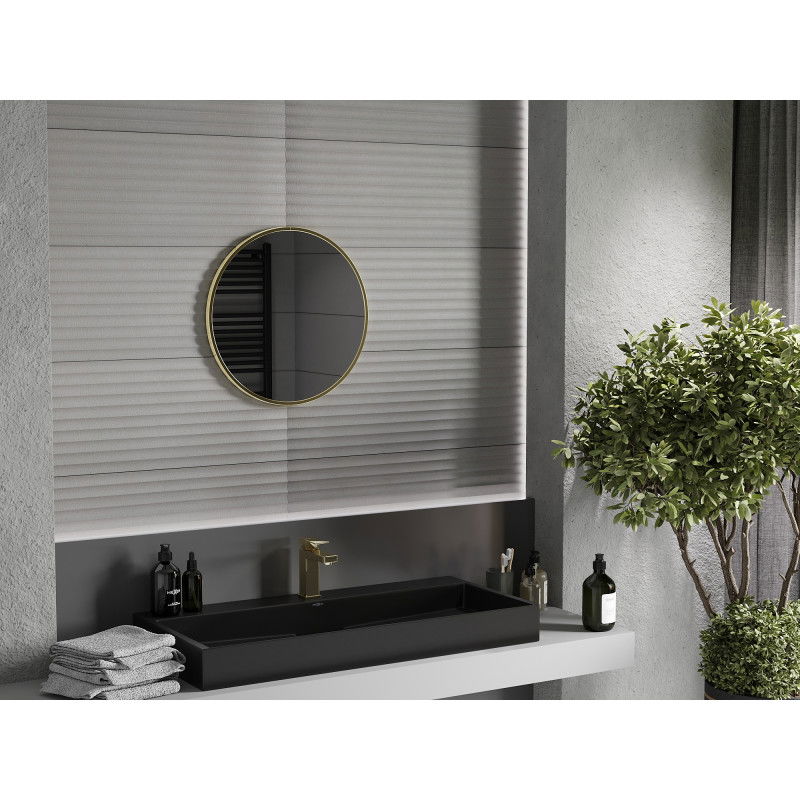 Mexen Loft Badezimmerspiegel rund 55 cm, goldener Rahmen - 9850-055-055-000-50