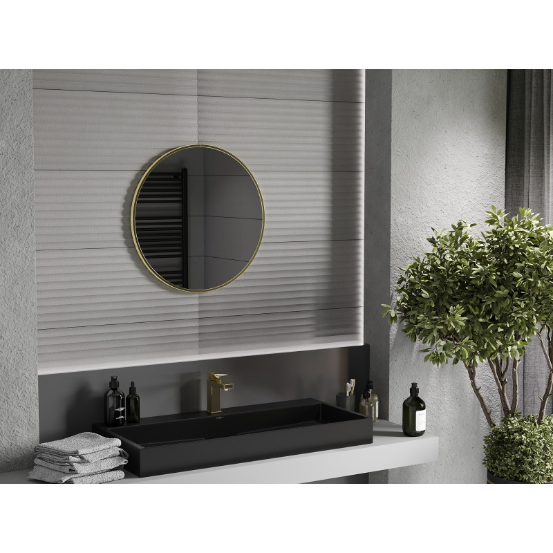 Mexen Loft lustro łazienkowe okragłe 60 cm, rama złota - 9850-060-060-000-50