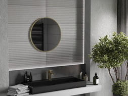Mexen Loft Badezimmerspiegel rund 60 cm, goldener Rahmen - 9850-060-060-000-50